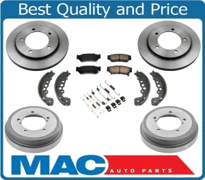 00-04 Tracker Frt Brake Disc Rotors Ceramic Pads Brake Drums Shoes Springs 7pc