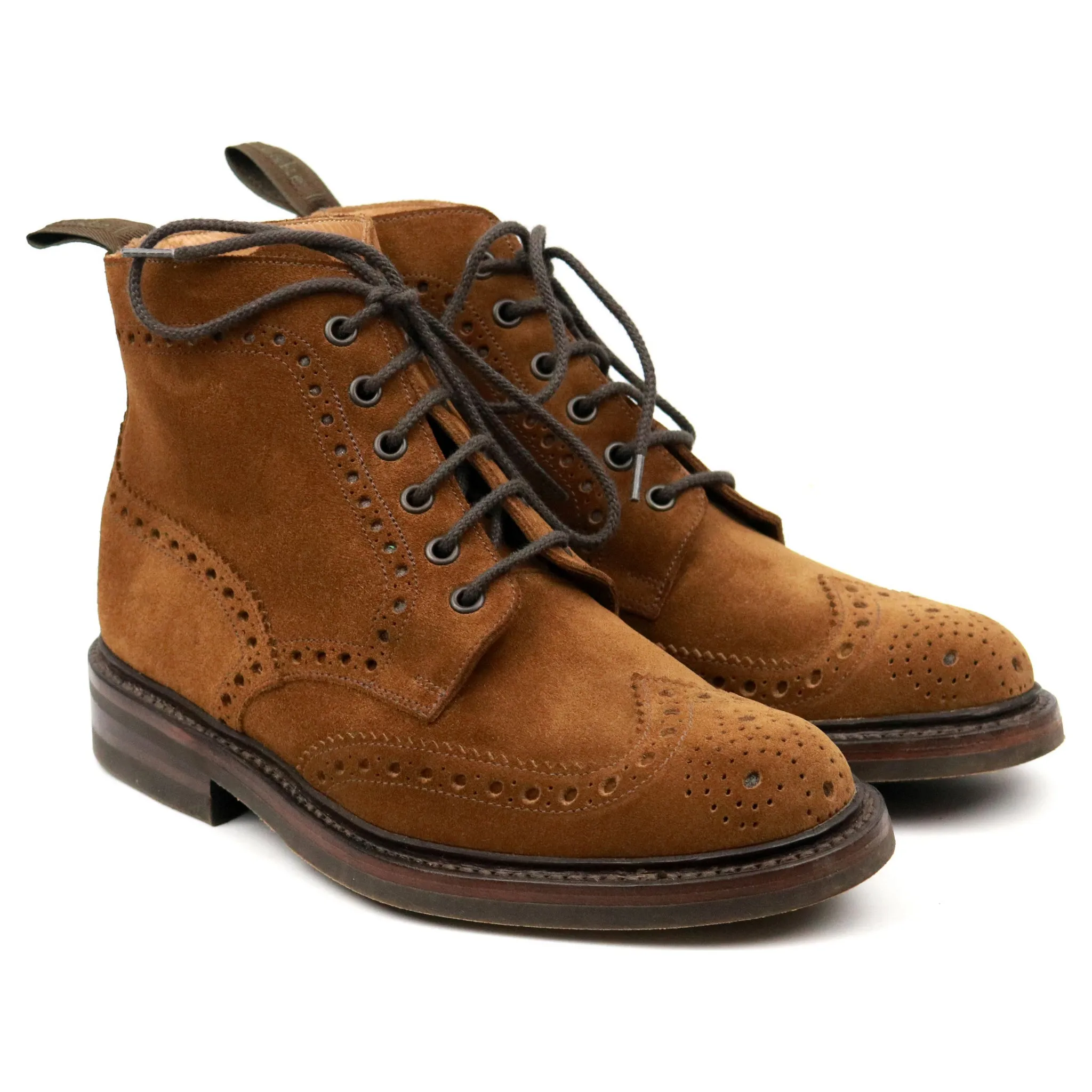 1880 'Bedale' Tan Brown Suede Brogue Boots UK 6 G