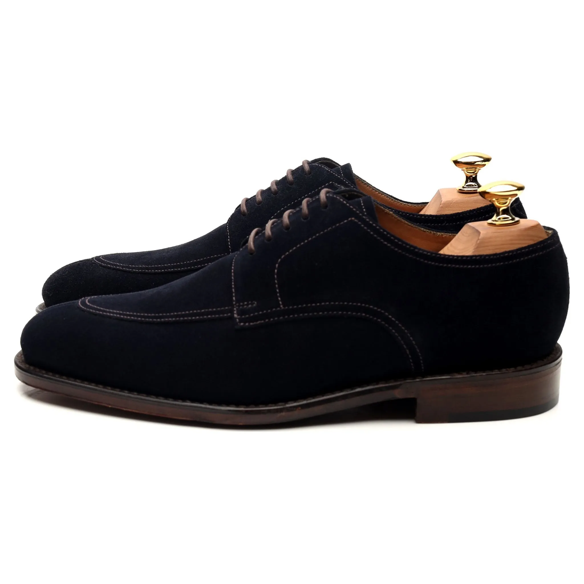 1880 'Ealing' Navy Blue Suede Split Toe Derby UK 6 F