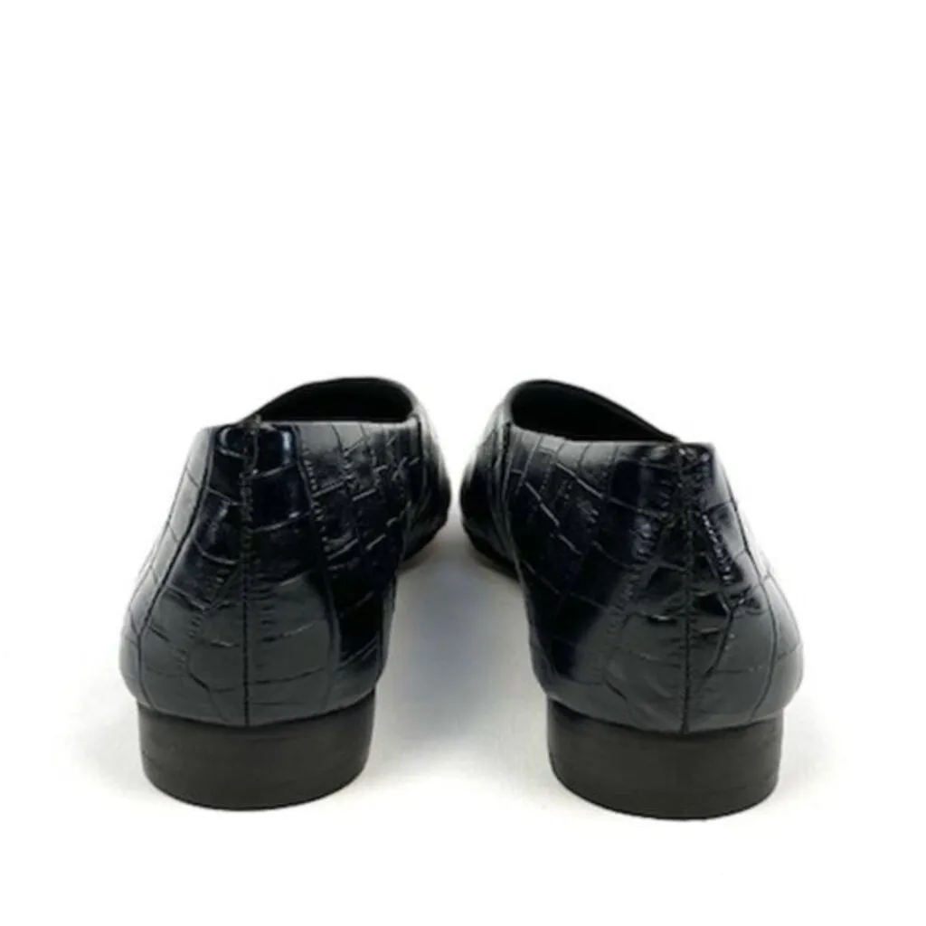 1.State Bennie Black Croc Embossed Asymmetrical Flat - Size 5