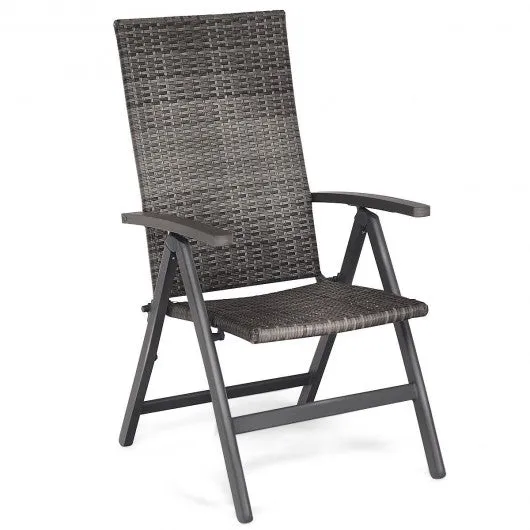 2 pcs Rattan Folding Reclining  Outdoor Wicker Portable Chairs