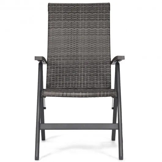 2 pcs Rattan Folding Reclining  Outdoor Wicker Portable Chairs