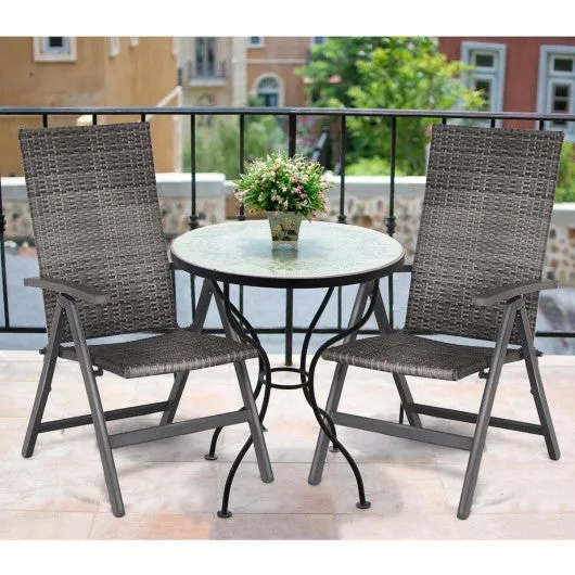 2 pcs Rattan Folding Reclining  Outdoor Wicker Portable Chairs