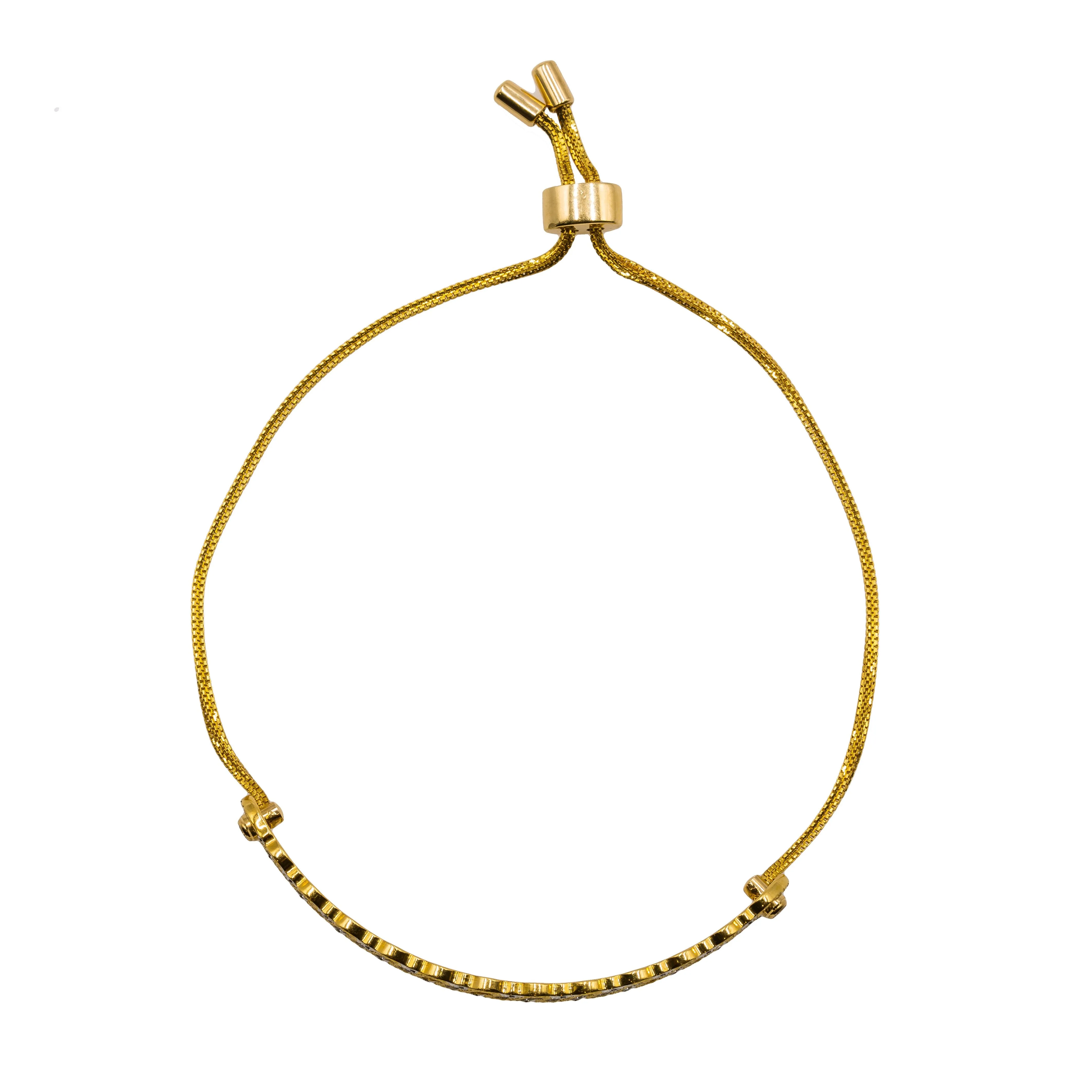 22K Multi Tone Gold Bracelet W/ Open Cut Design & Drawstring Closure