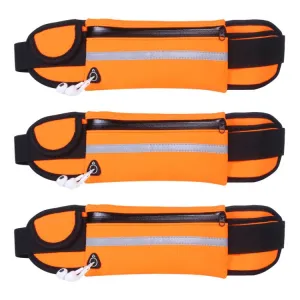 3PCS Outdoor Sports Large Capacity Portable Sweatproof Waist Bag(Orange)