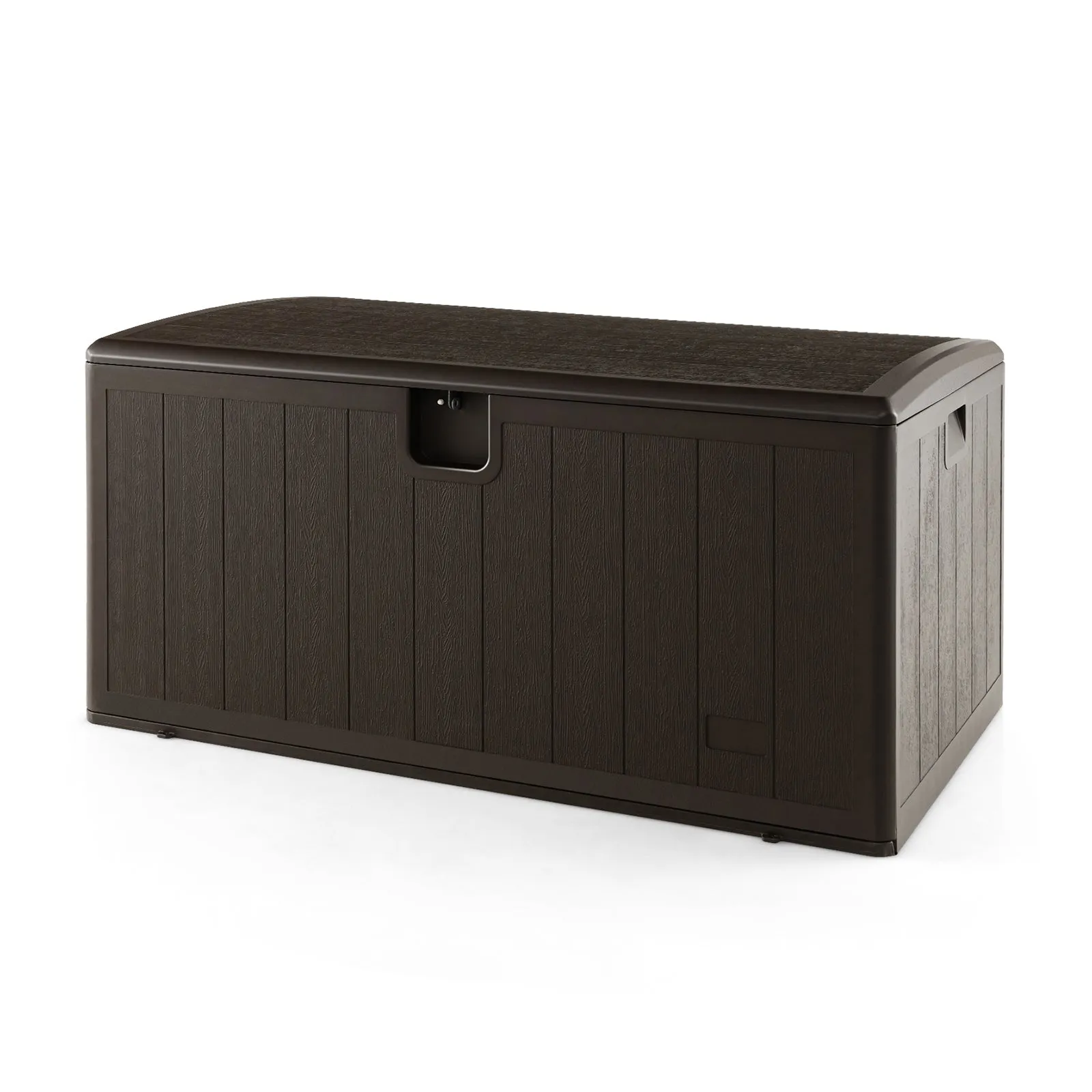 490L All Weather Patio Deck Box with Lockable Lid-Brown