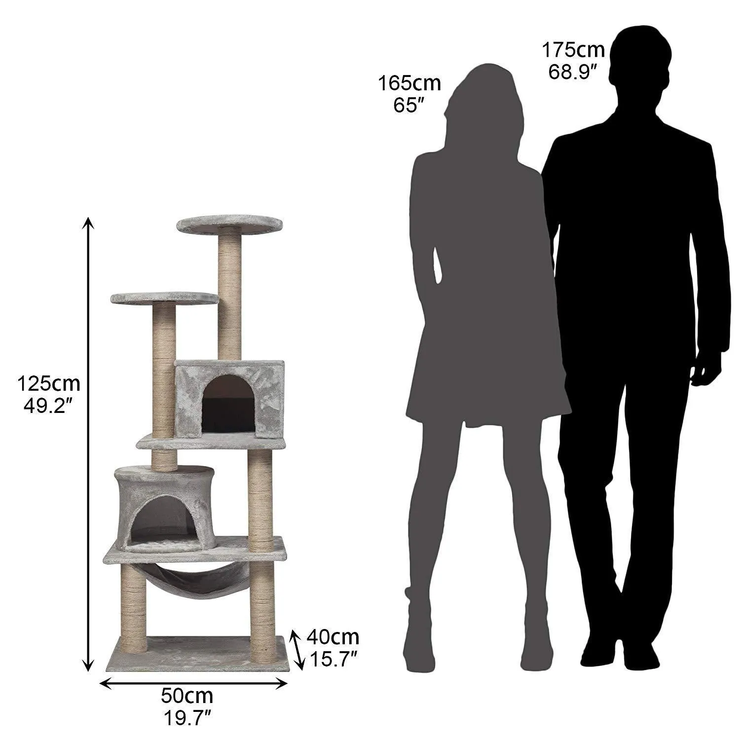 49.2” Mordern Cat Tree Tower, Gray