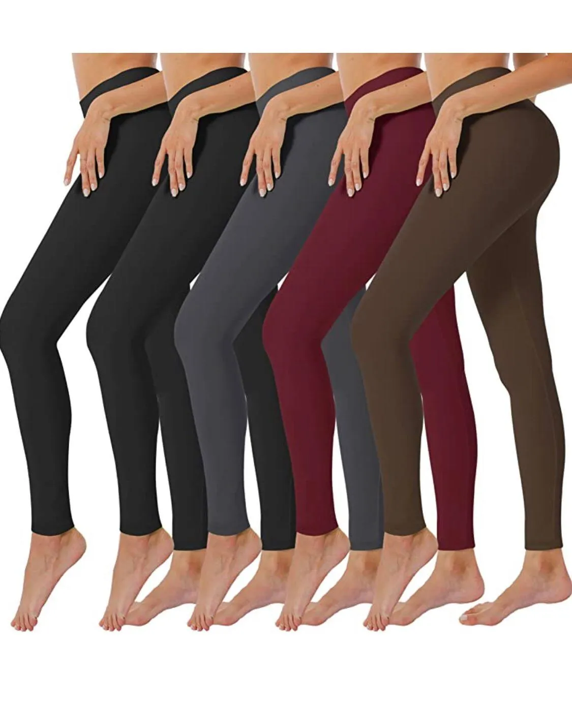 5 Pack Women‚Äôs Fleece Lined Leggings High Waist Stretchy warm Leggings one size