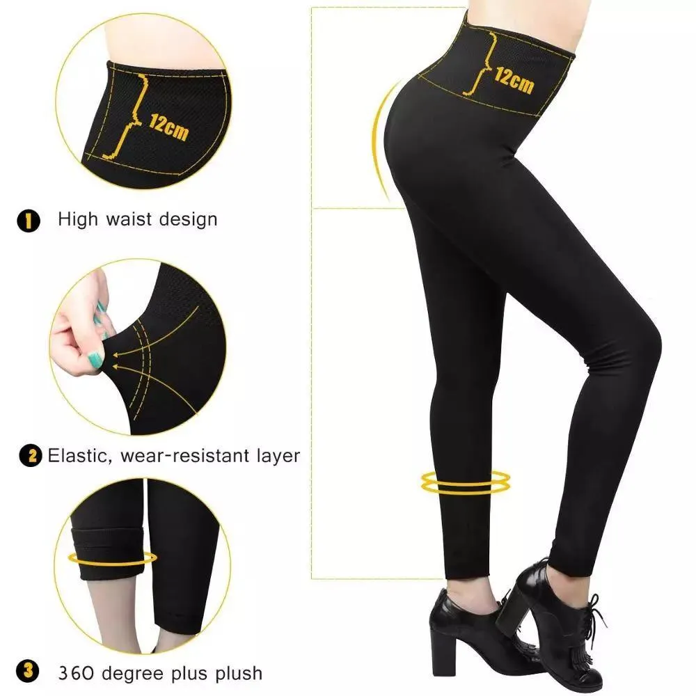 5 Pack Women‚Äôs Fleece Lined Leggings High Waist Stretchy warm Leggings one size