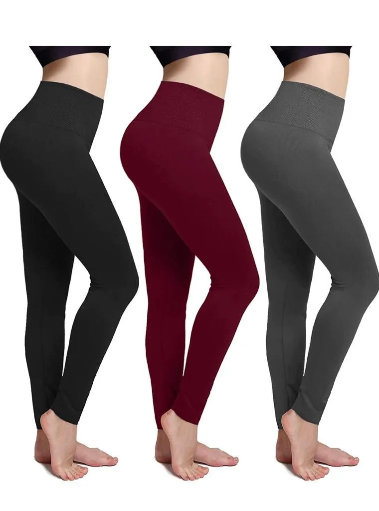 5 Pack Women‚Äôs Fleece Lined Leggings High Waist Stretchy warm Leggings one size