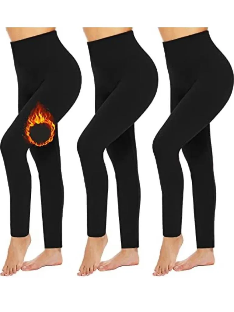 5 Pack Women‚Äôs Fleece Lined Leggings High Waist Stretchy warm Leggings one size