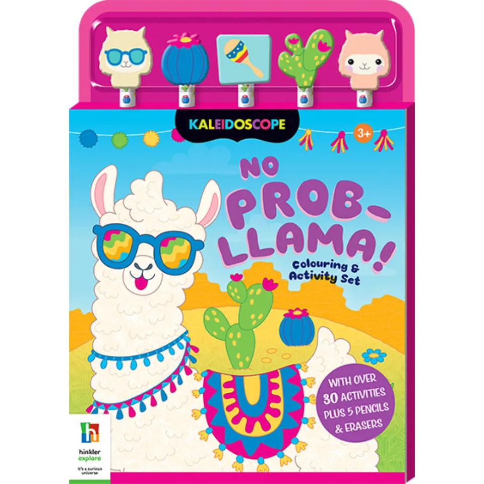 5 Pencil and Eraser Set: No Prob-llama Colouring & Activity Set