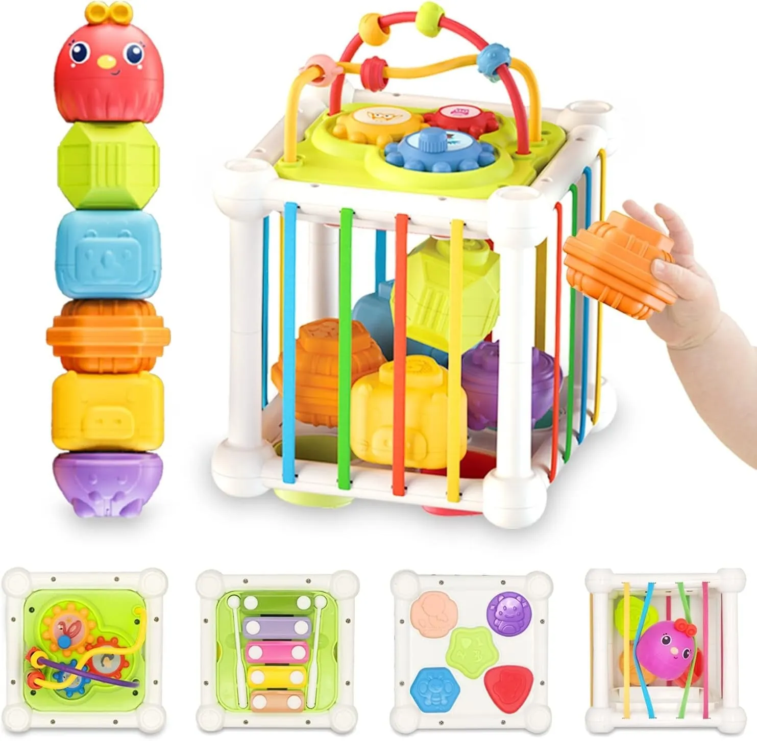 6in1 Baby Sensory Shape Sorting Activity Cube - 322