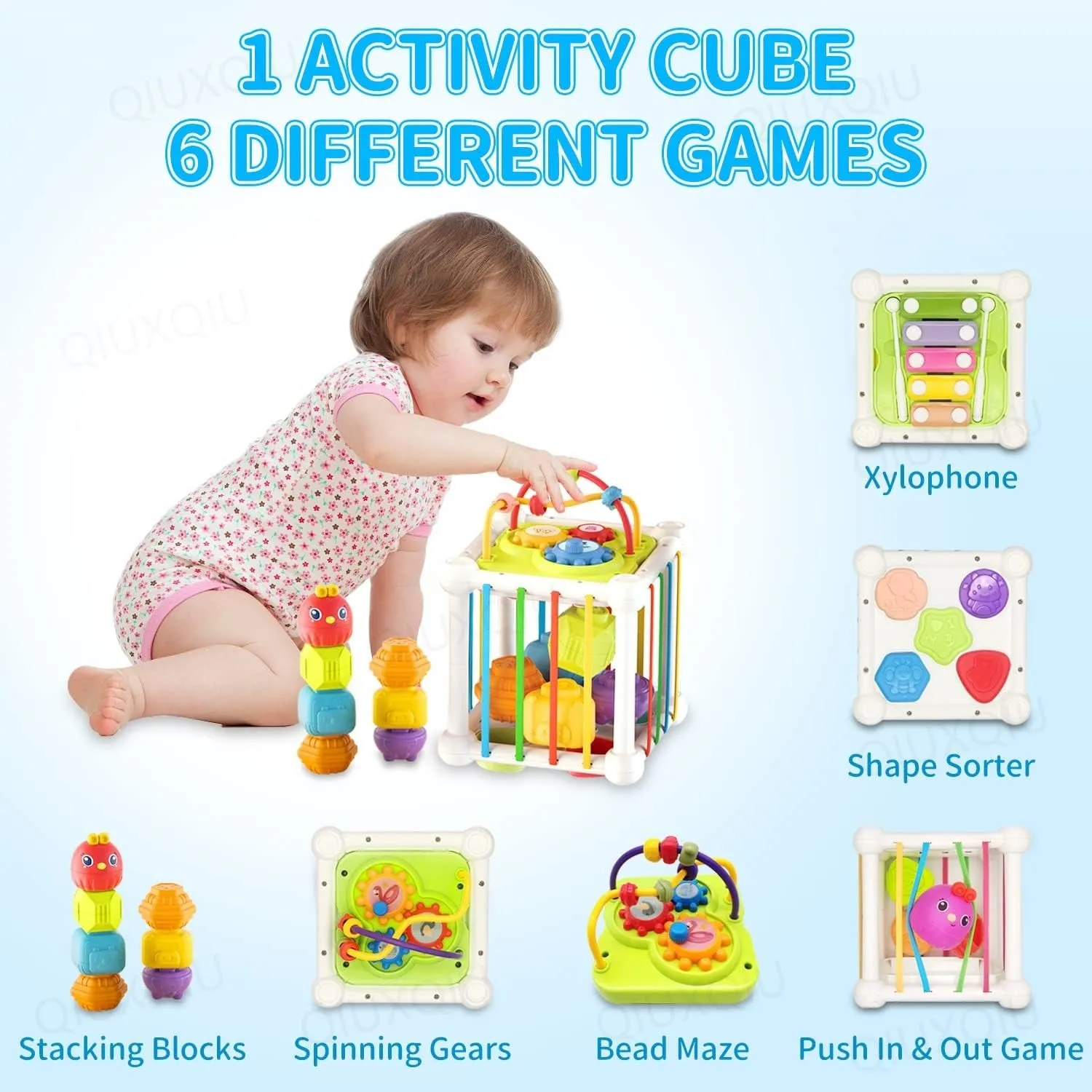 6in1 Baby Sensory Shape Sorting Activity Cube - 322