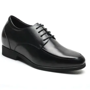 7 CM/2.76 Inches CMR CHAMARIPA High Heel Men Dress Shoes - Black Leather Men Taller Shoes