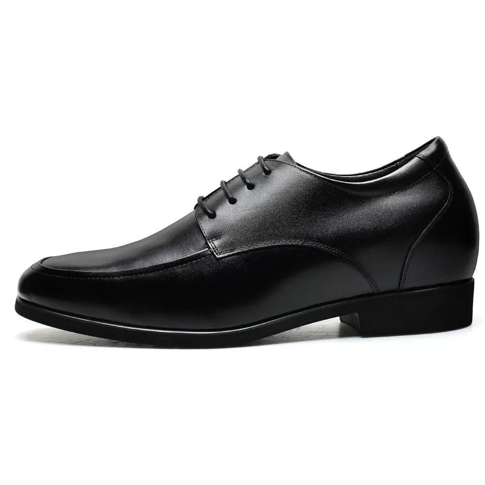 7 CM/2.76 Inches CMR CHAMARIPA High Heel Men Dress Shoes - Black Leather Men Taller Shoes