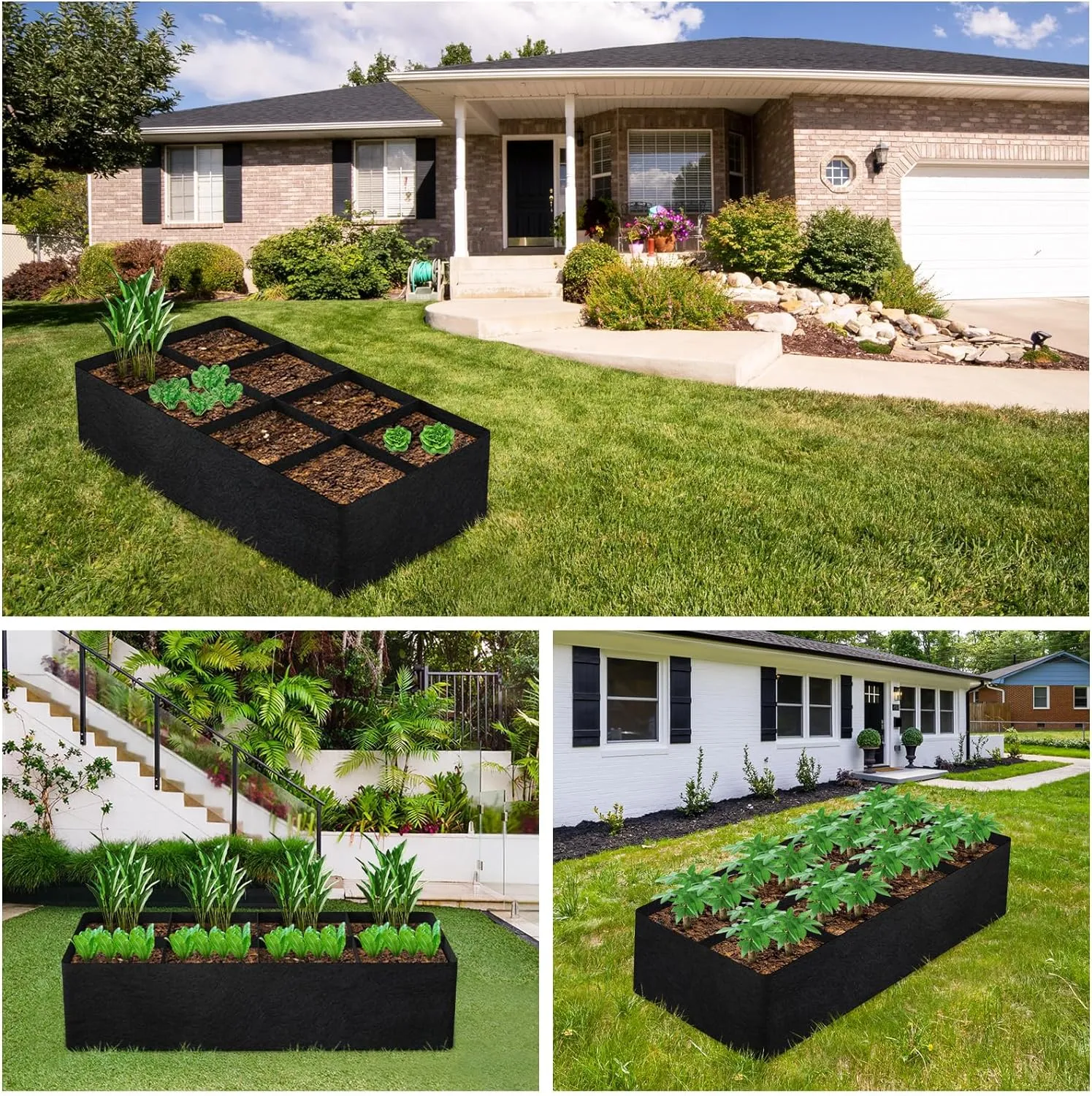 8 Grids Plant Grow Bag Garden Bed 180¡_90¡_30CM