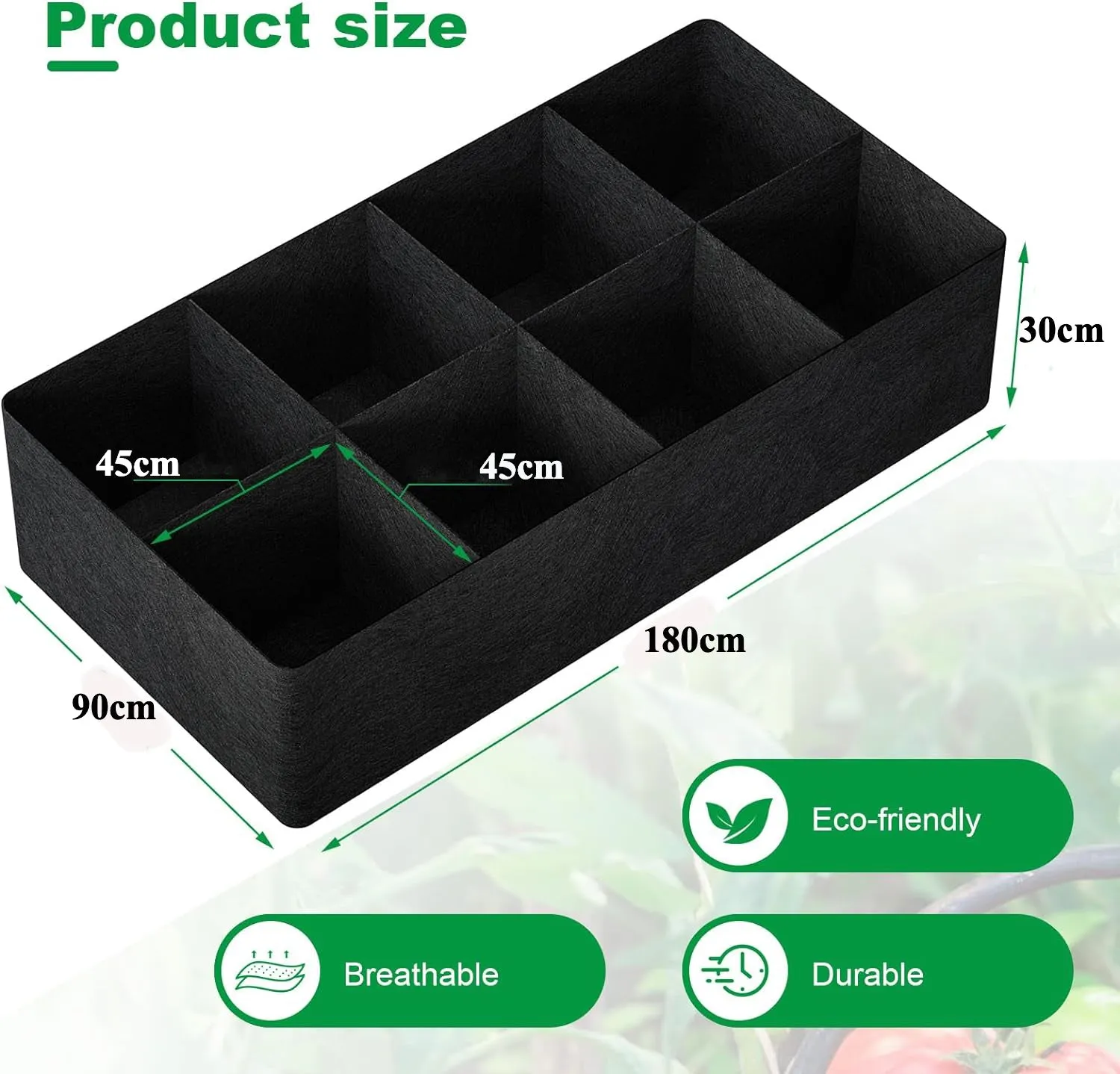 8 Grids Plant Grow Bag Garden Bed 180¡_90¡_30CM