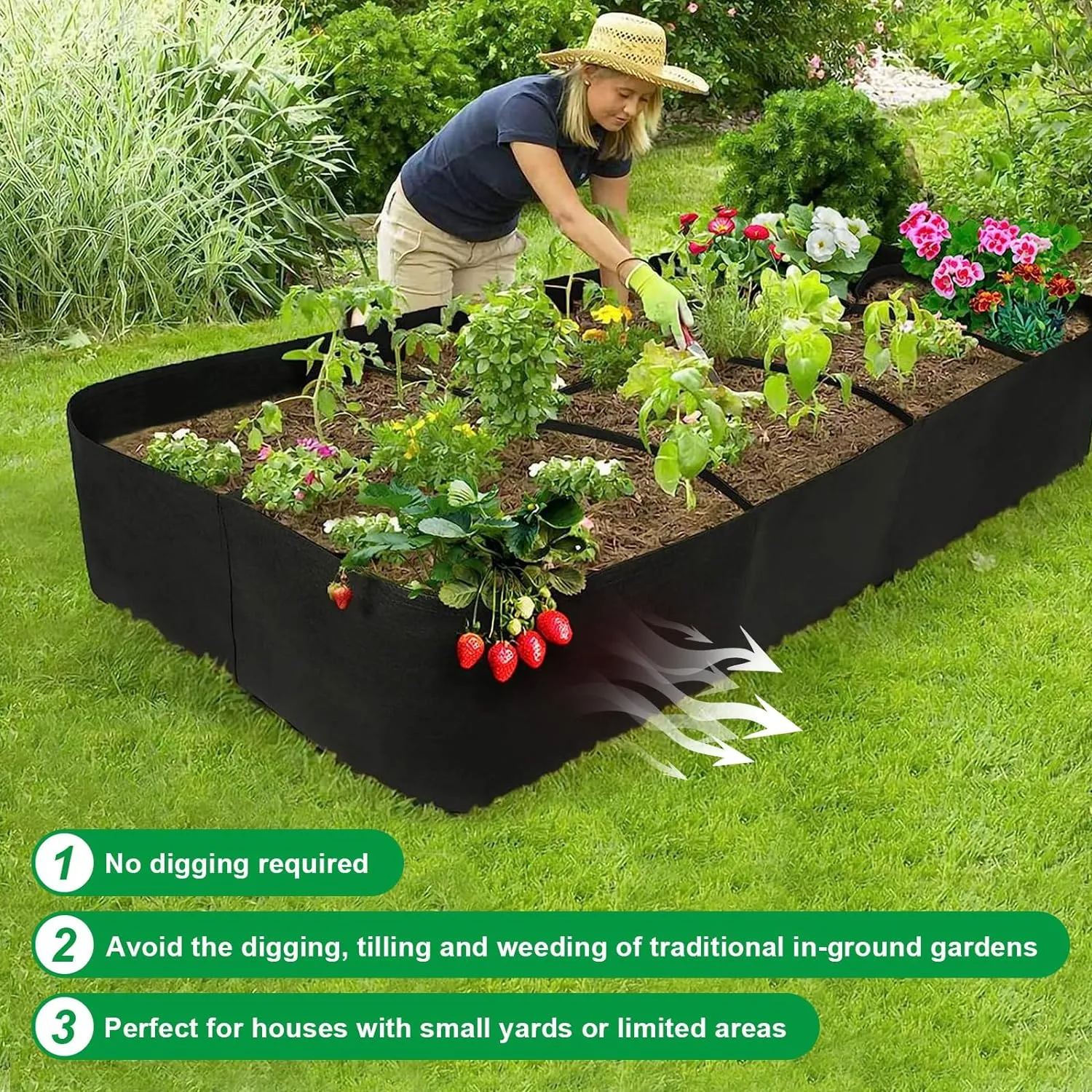 8 Grids Plant Grow Bag Garden Bed 180¡_90¡_30CM