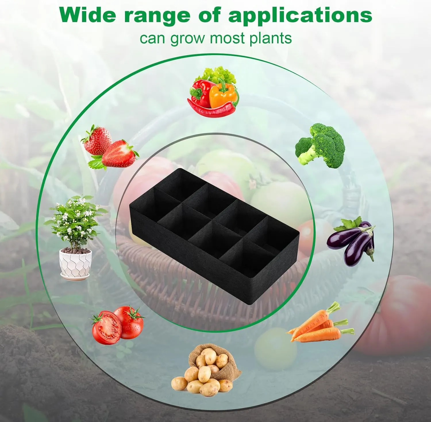 8 Grids Plant Grow Bag Garden Bed 180¡_90¡_30CM