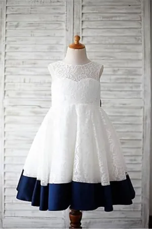 A Line Sleeveless Floor Length Lace Flower Girl Dresses, Cute Kid Dresses UF084