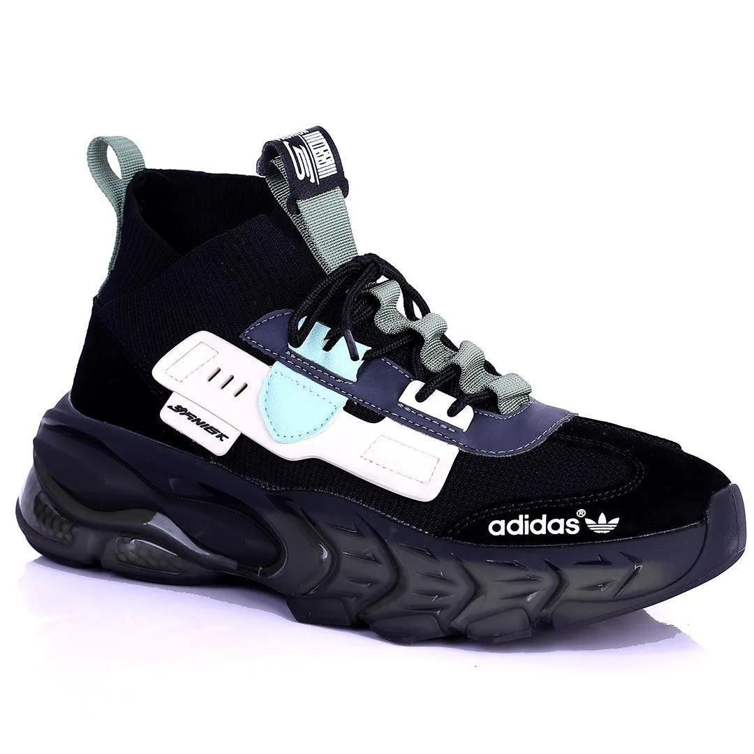 AD Logo Multi-Coloured Designed Sneakers With Tuned Pressure Sole- Black