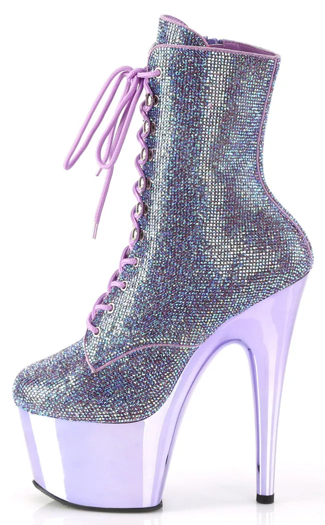 ADORE-1020CHRS Lavender Chrome & Rhinestone Boots