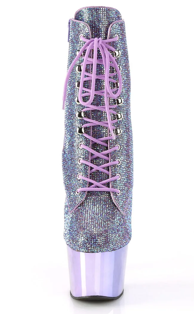 ADORE-1020CHRS Lavender Chrome & Rhinestone Boots