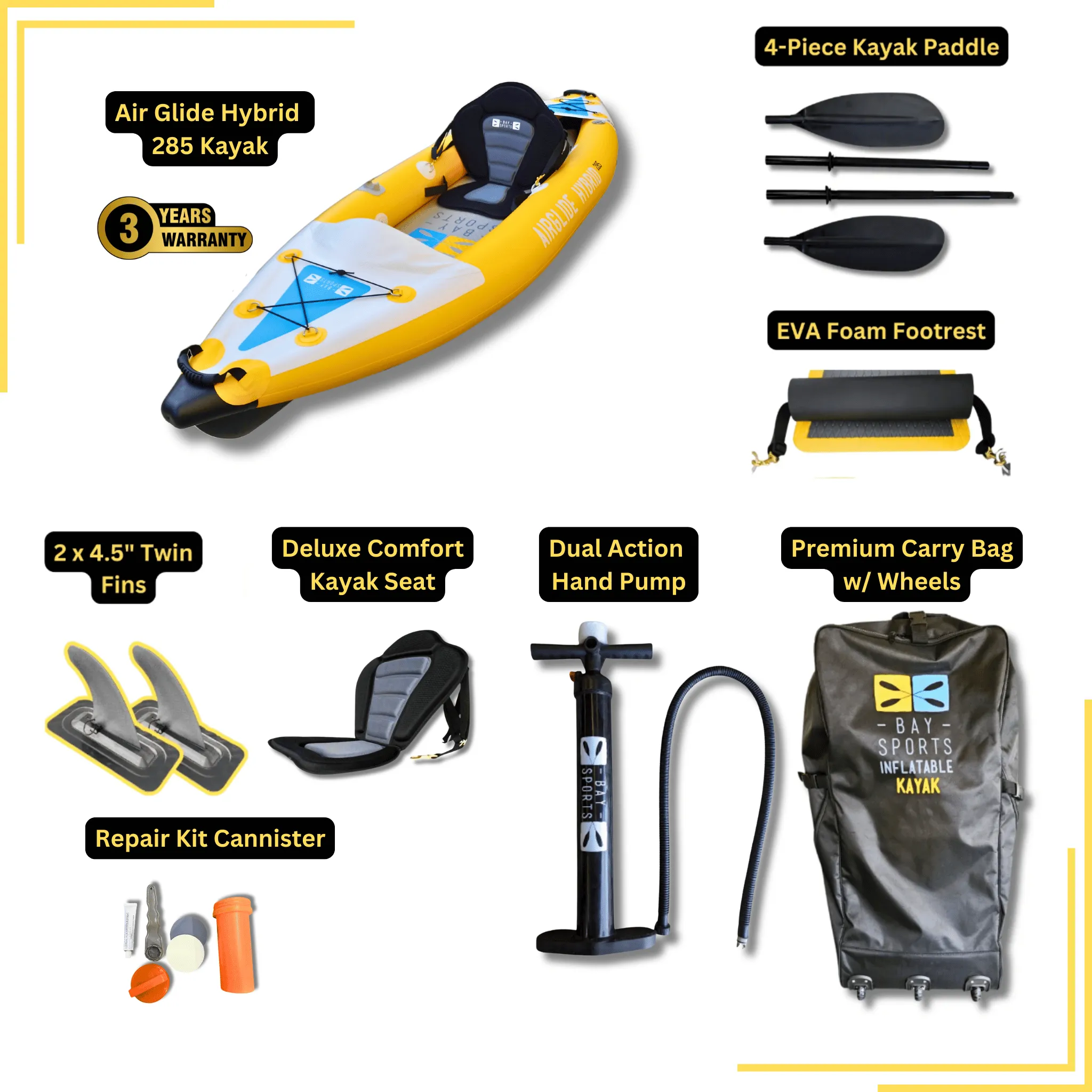 Air Glide Hybrid 285 - 2.85M Single Inflatable Kayak