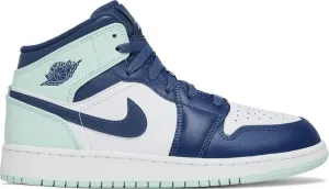 Air Jordan 1 Mid GS Blue Mint sneakers, blue