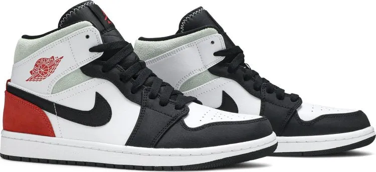 Air Jordan 1 Mid SE Red Black Toe Sneakers, red