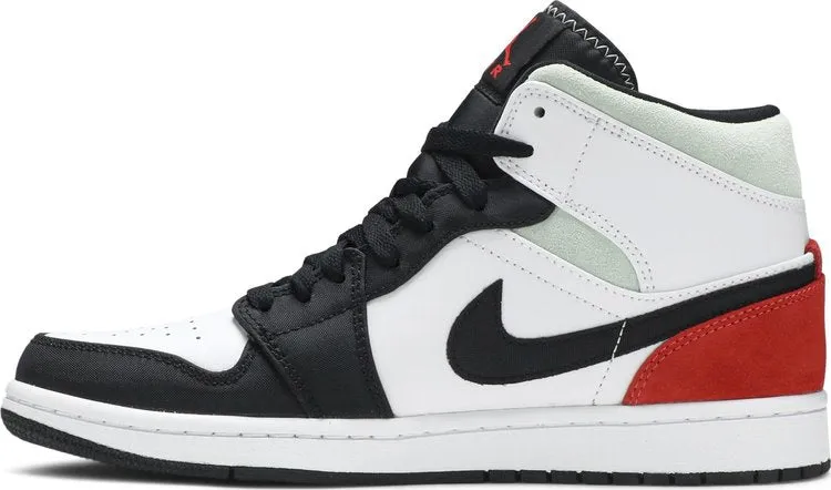 Air Jordan 1 Mid SE Red Black Toe Sneakers, red