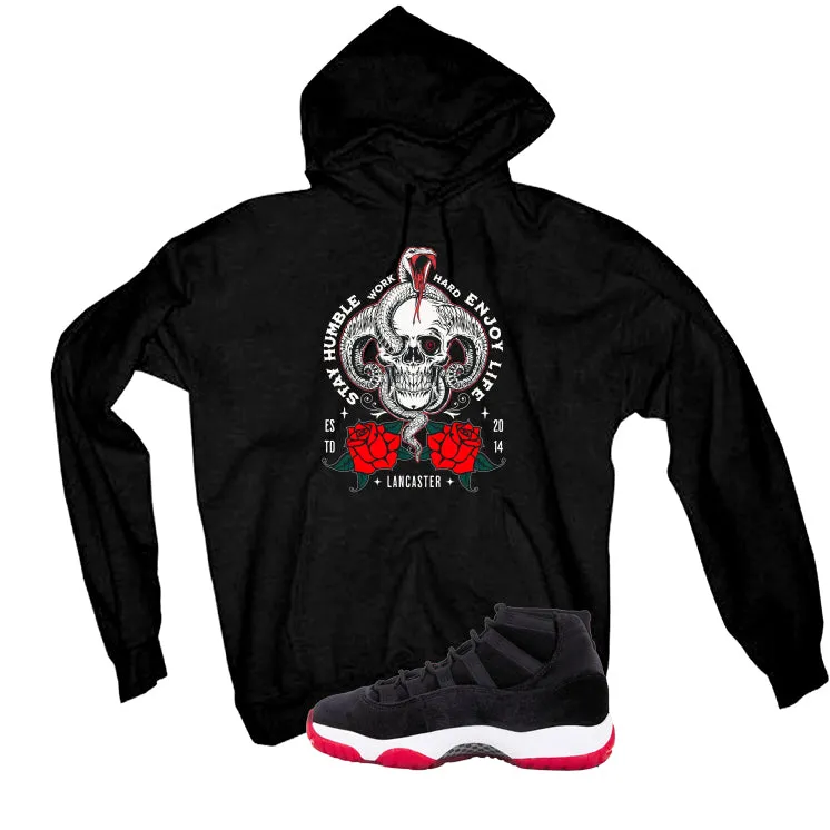 Air Jordan 11 Bred Velvet Black T-Shirt (WORK HARD)| illcurrency