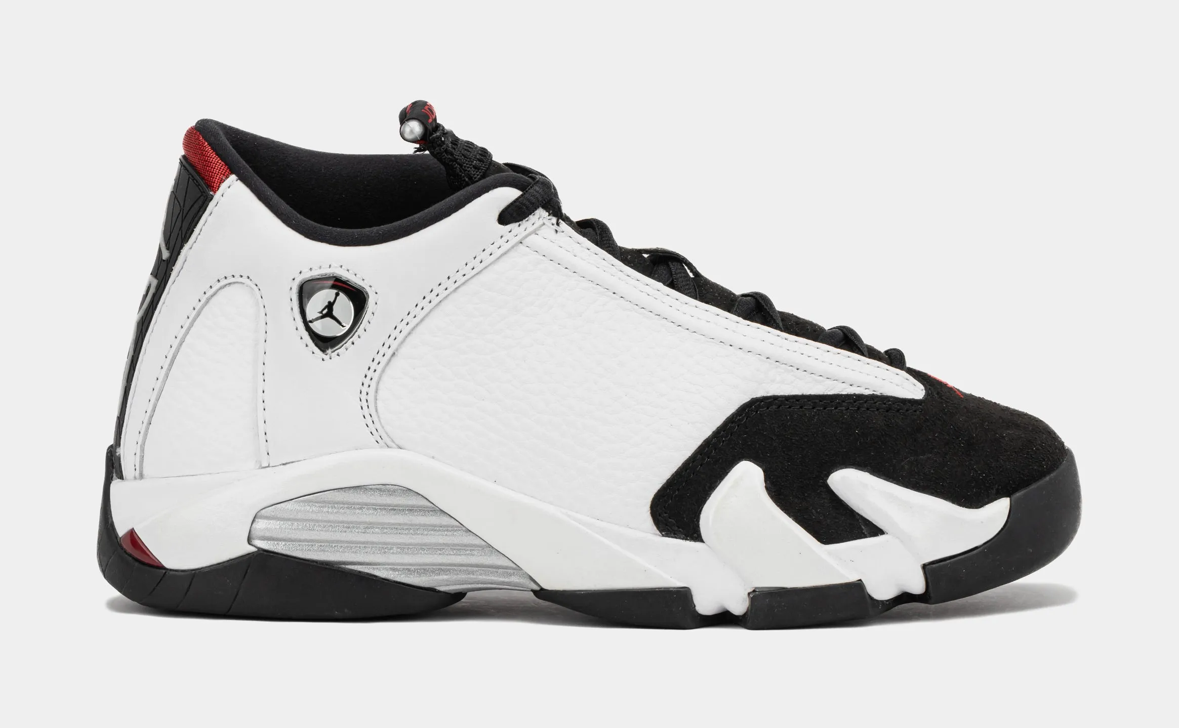 Air Jordan 14 Retro Black Toe Grade School Lifestyle Shoes (White/Black/Varsity Red/Metallic Silver) Free Shipping