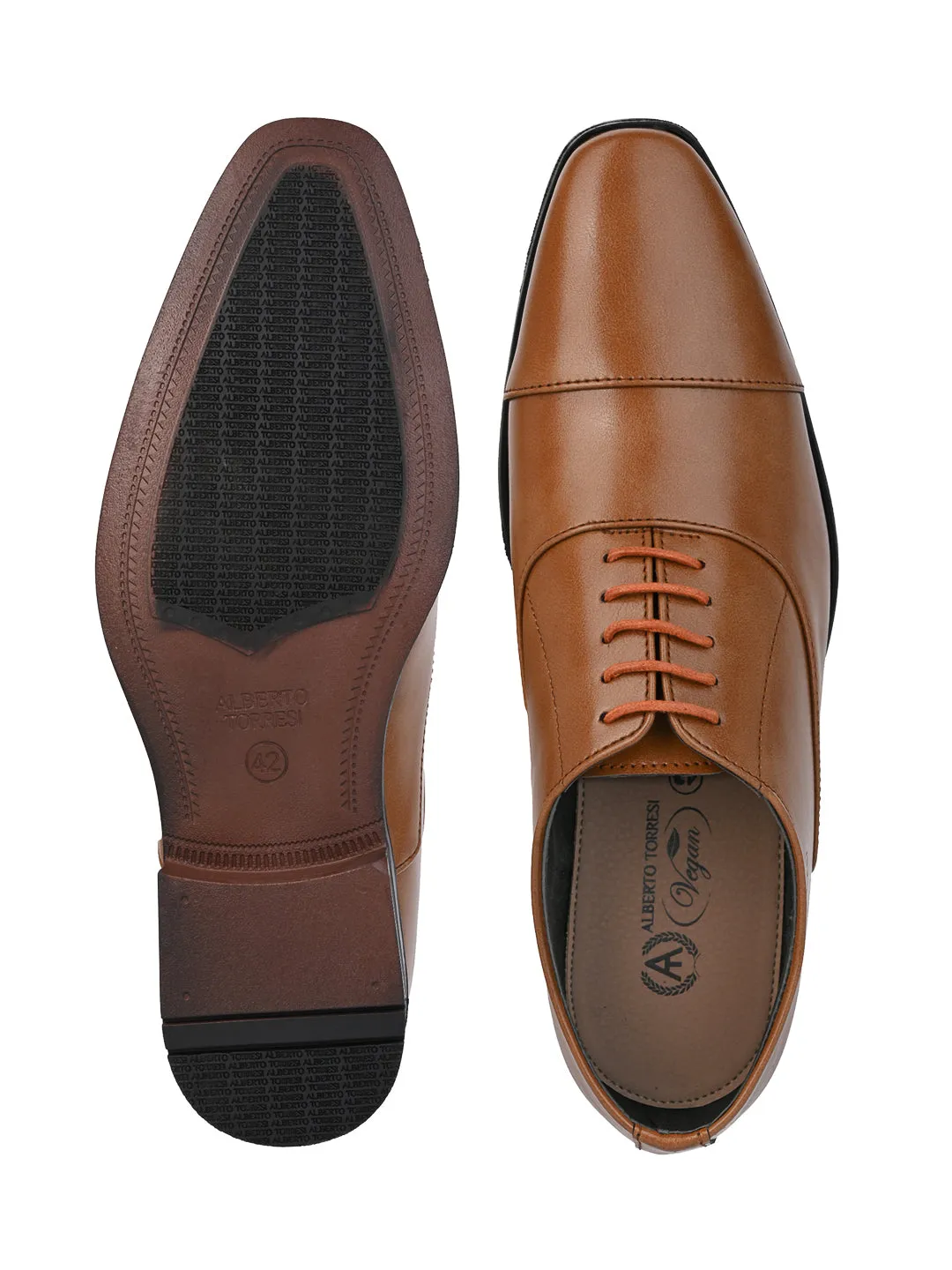 Alberto Torresi Synthetic Tan Laceup Formal Shoes