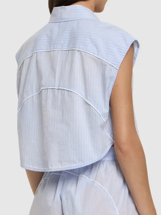 Alexander Wang   Cotton poplin button down crop top 