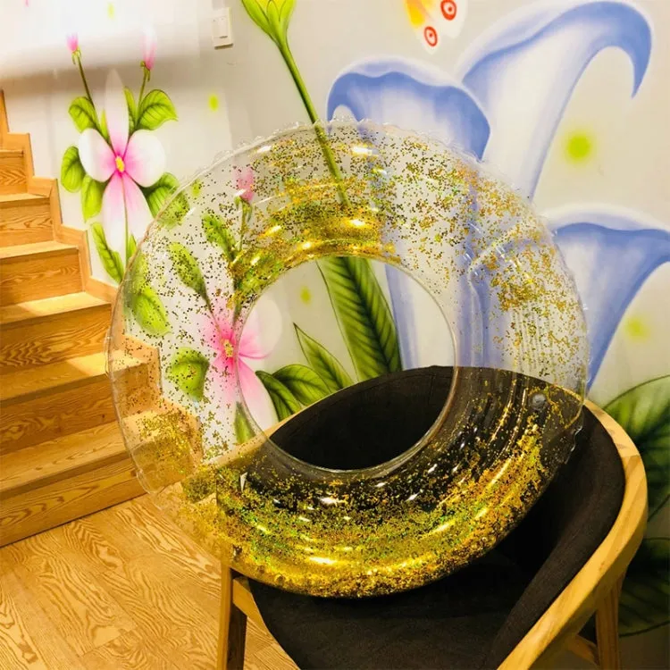 All-transparent Sequined Swimming Ring,Diameter: 90cm (Gold)