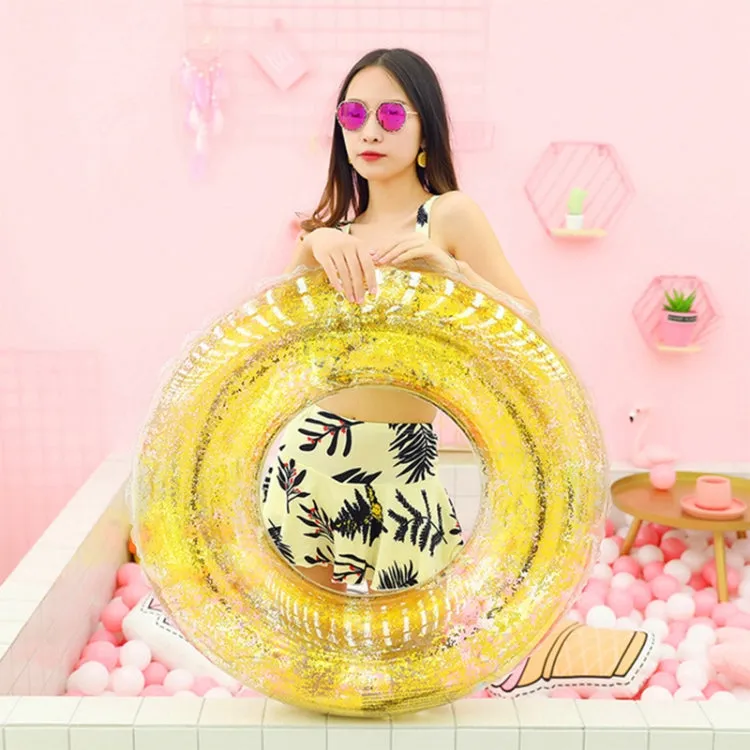 All-transparent Sequined Swimming Ring,Diameter: 90cm (Gold)