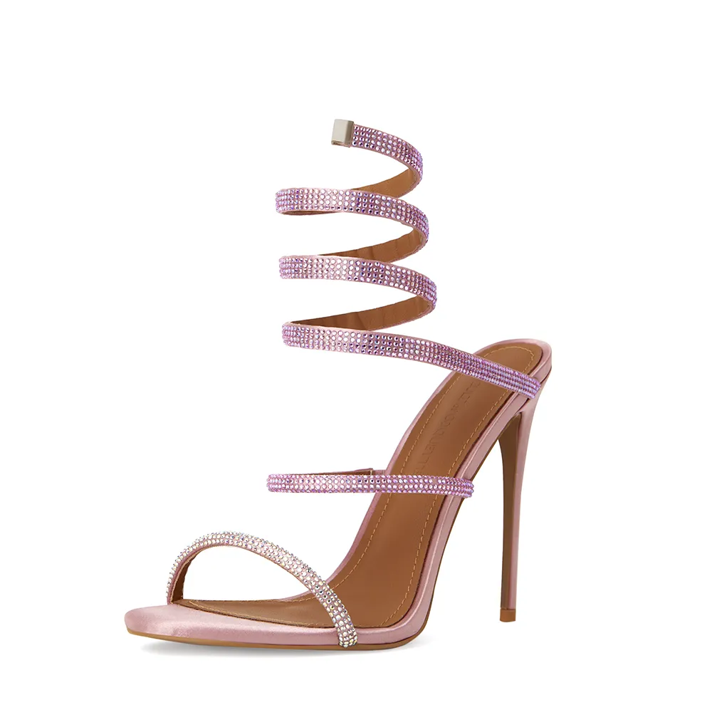 Aphrodite Pink Wrap Open Toe Heels