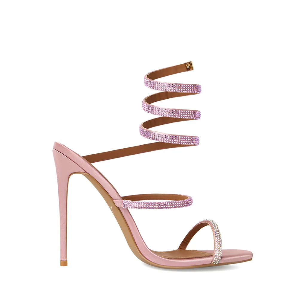 Aphrodite Pink Wrap Open Toe Heels