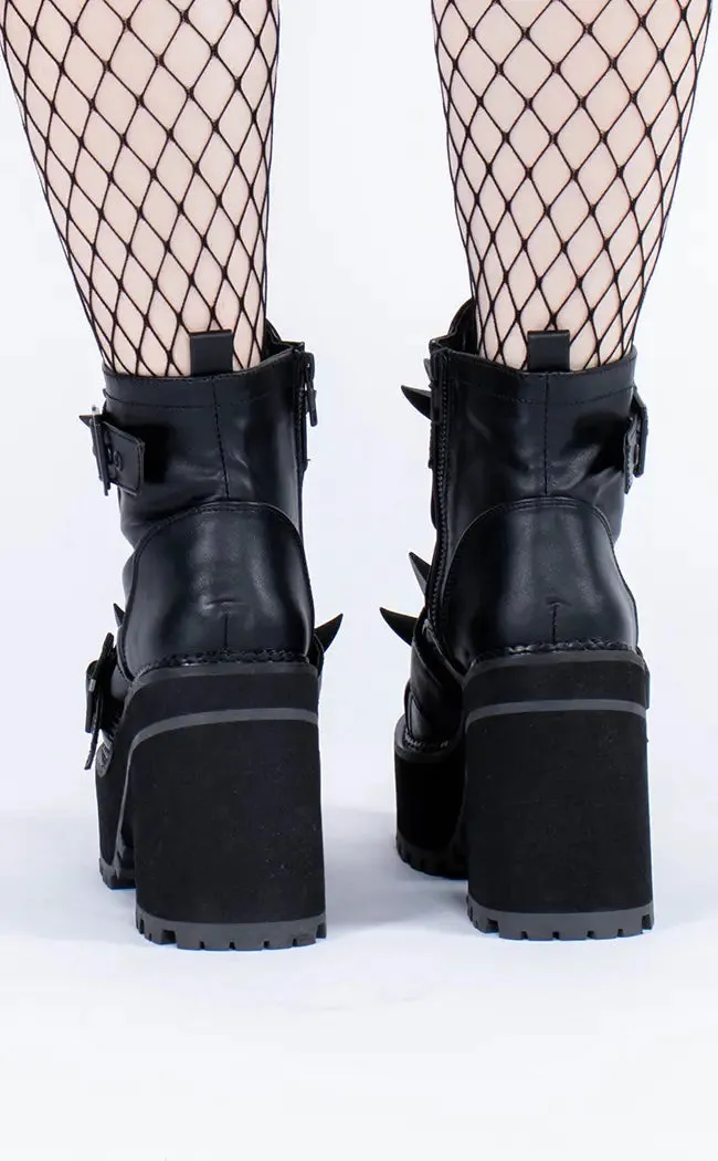 ASSAULT-72 Black Vegan Leather Ankle Boots