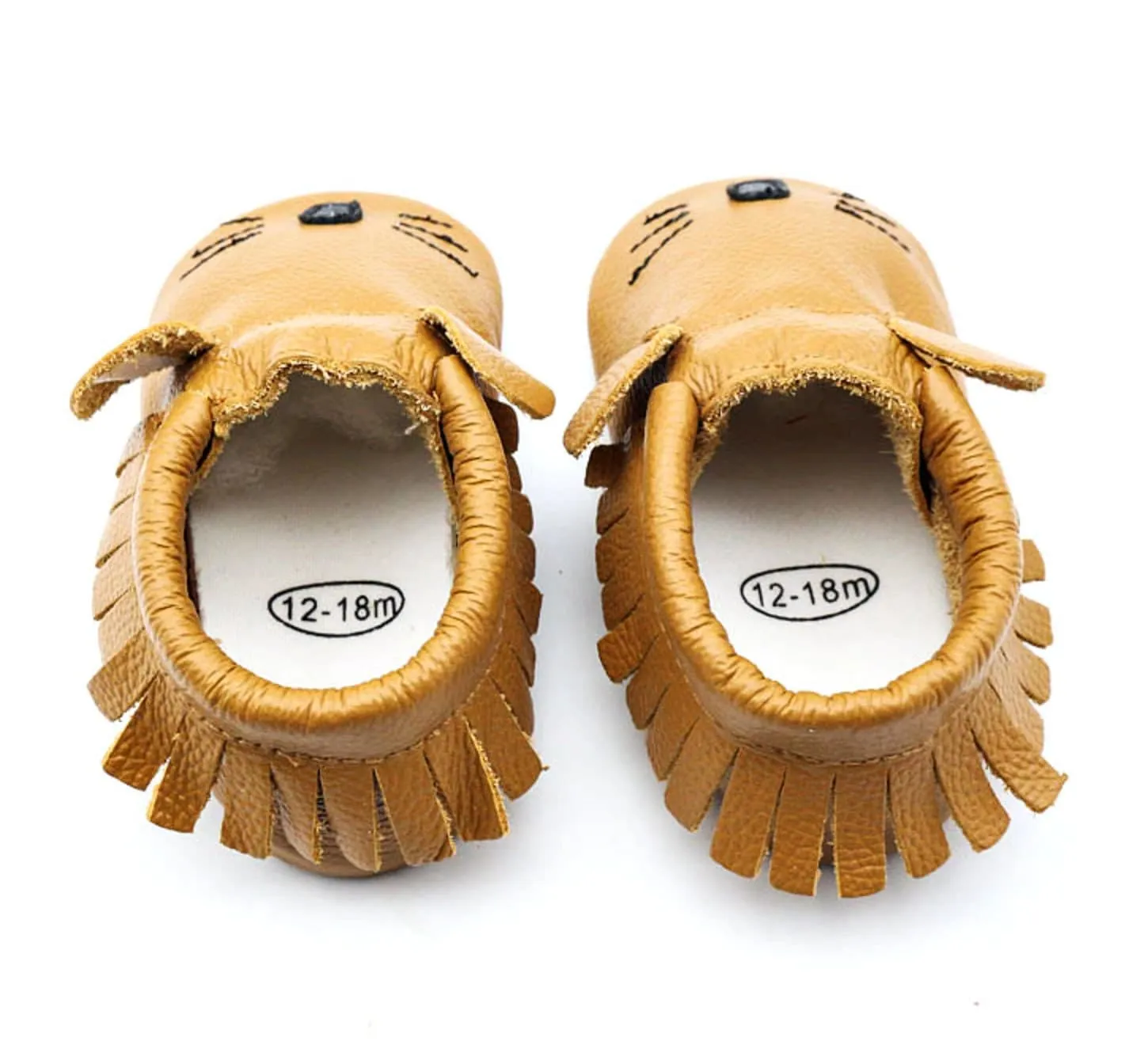 Baby shoes Genuine Leather Moccasins - Tan Mouse with Tassel Fringe