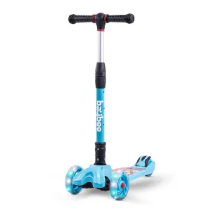 Baybee Flash Scooter for Kids, 3 Wheel Kids Scooter Smart Kick Scooter with Foldable & Height Adjustable Handle & Extra-Wide LED PU Wheels & Brake, Skate Scooter for Kids (ST4-Light Blue)