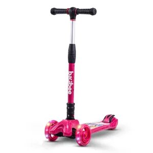 Baybee Flash Scooter for Kids, 3 Wheel Kids Scooter Smart Kick Scooter with Foldable & Height Adjustable Handle & Extra-Wide LED PU Wheels & Brake, Skate Scooter for Kids (ST4-Pink)