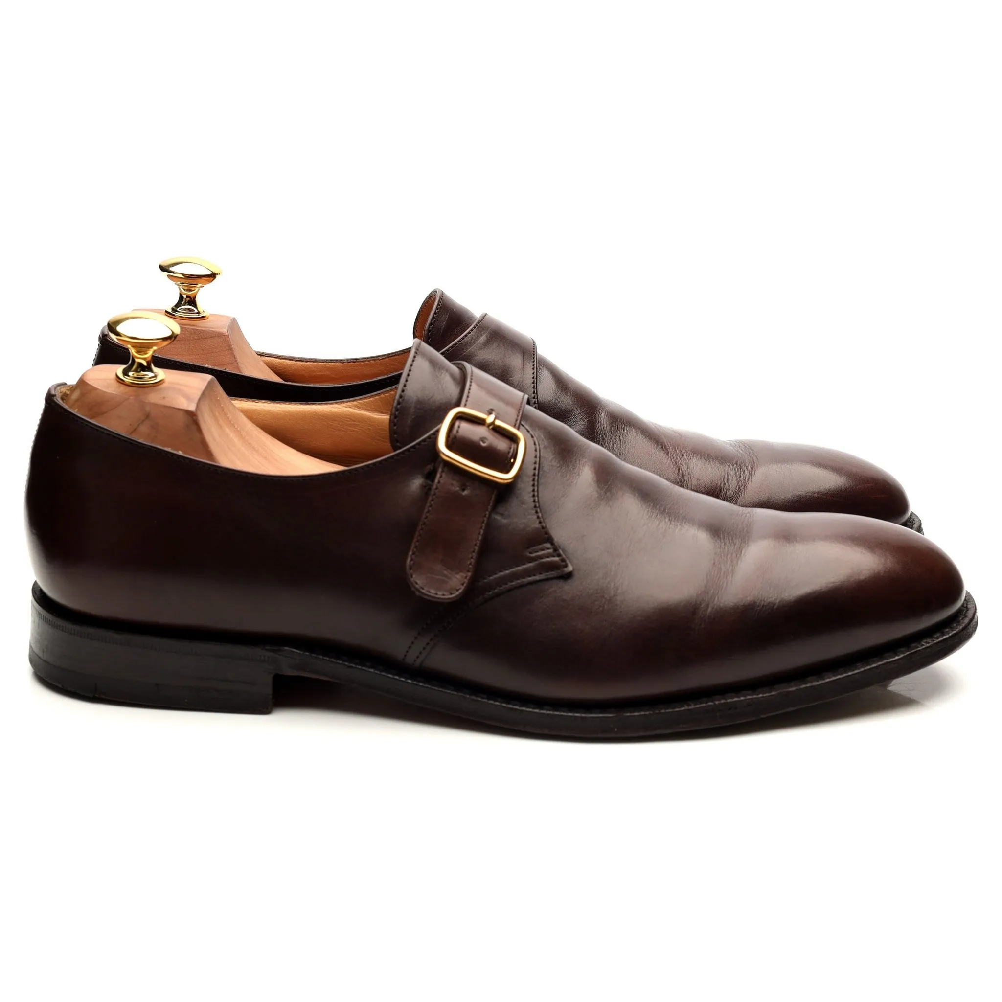 'Becket' Brown Leather Monk Strap UK 10 G