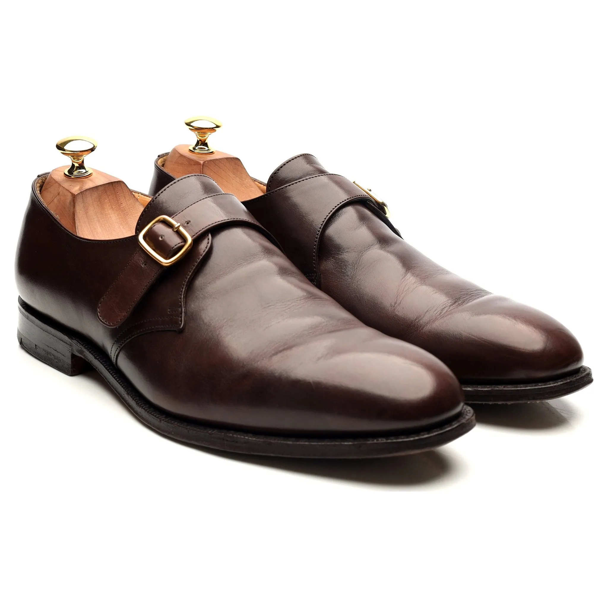 'Becket' Brown Leather Monk Strap UK 10 G