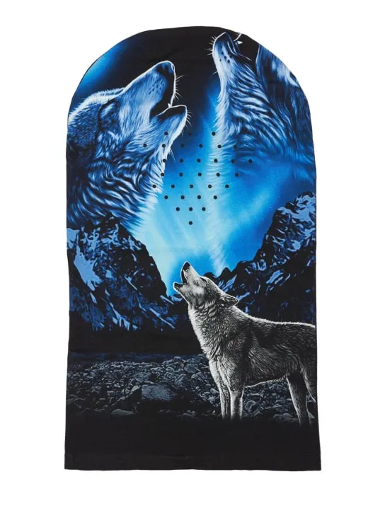 Black Brand Los Angeles   Howling wolf print hooded face mask 