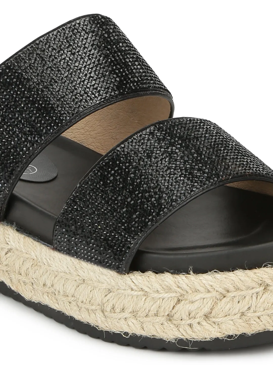 Black Diamond Wide Double Strap Slip-on Wedges