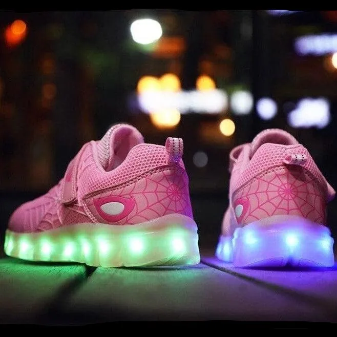 Black Green Kids Led Usb Glowing Shoes For Children