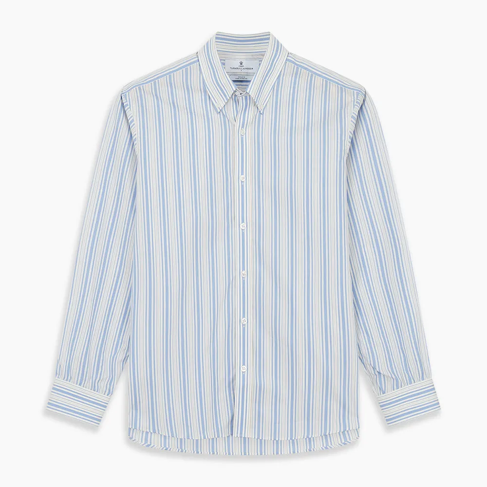 Blue Multi Stripe Wool Blend Weekend Fit Hayne Shirt